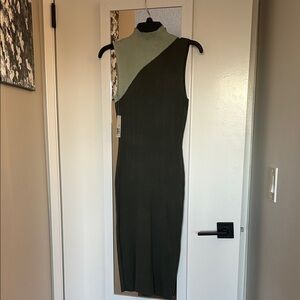 No Boundaries Green and Cream Midi Dress